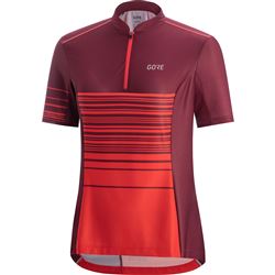 GORE C3 Women Striped Zip Jersey-hibiscus pink/chestnut red-34