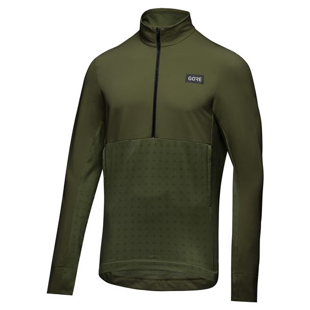 GORE TrailKPR Hybrid 1/2-Zip Mens utility green L